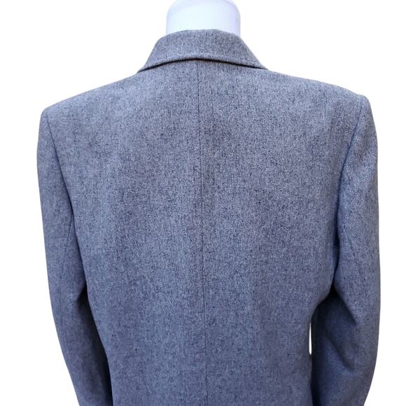 Vintage Jaeger Gray Wool Double Breasted Blazer Jacket Lined Academia Sz 12 - Picture 10 of 16